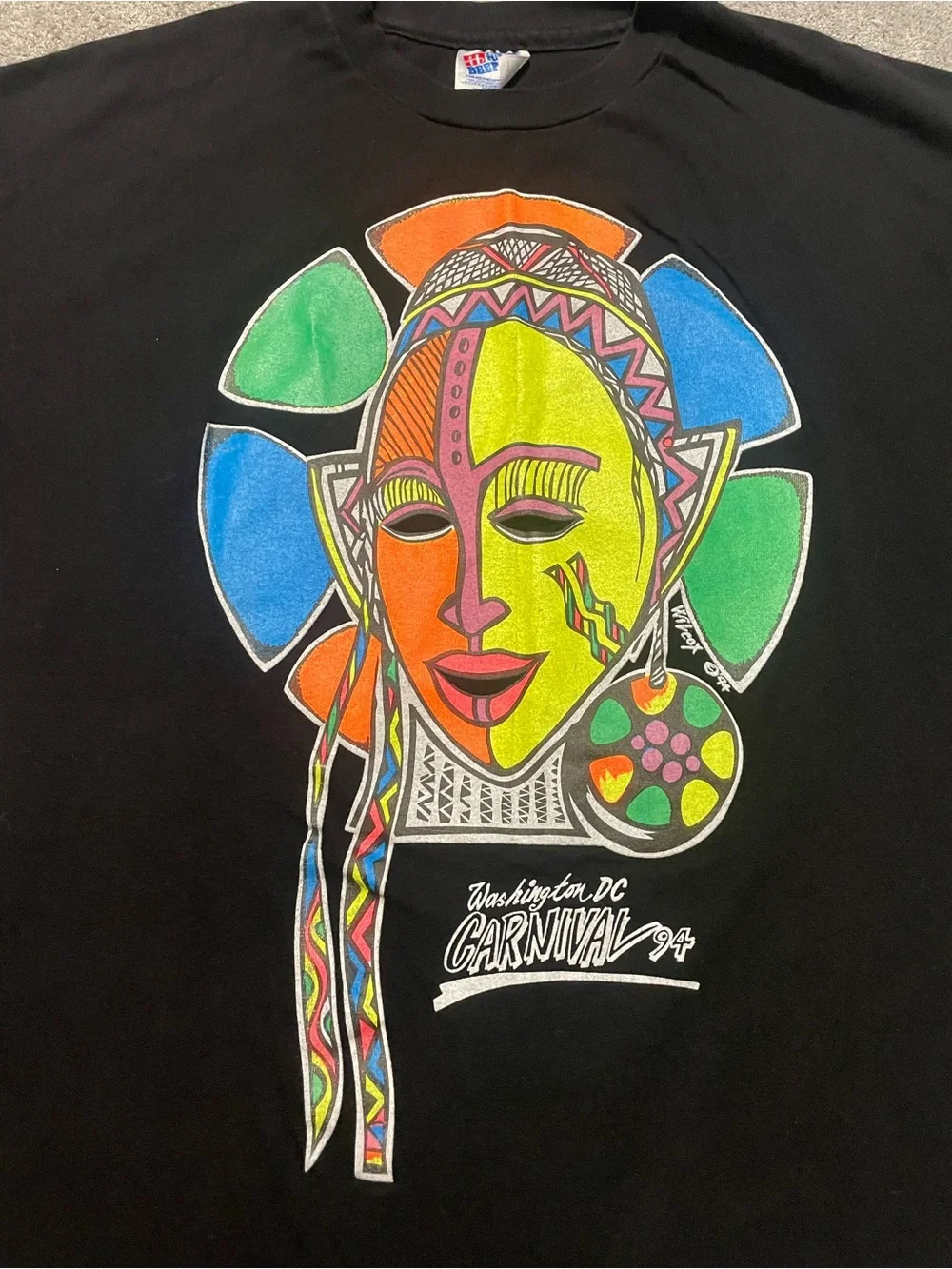 Vintage 1994 Washington DC Carnival T Shirt XL Single Stitch USA Wilcox Art Tee